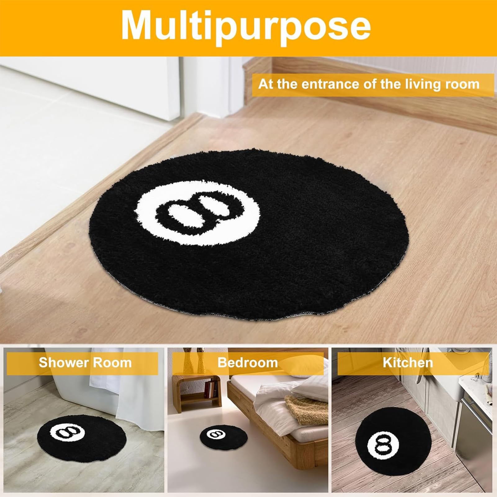 80 stussy 8ボール ラグカーペットエイトボールブラック マット