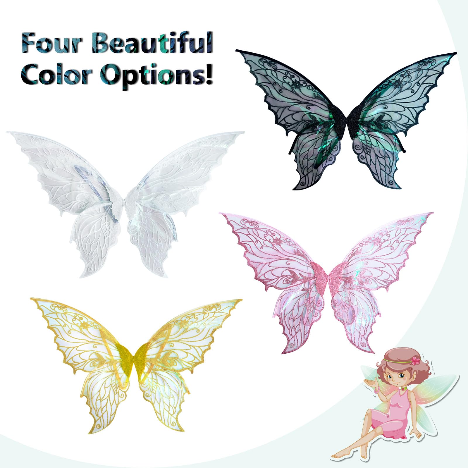 sesameless Fairy Wings, Fairy Wings Adult, Sparkling Angel Costume - Image 2