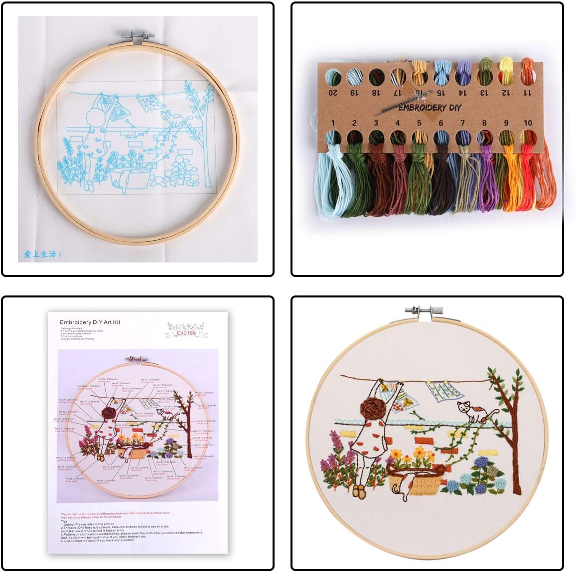 MEIAN Embroidery Kits for Adults with Patterns, Cross Stitch Patterns Starter Kits for Kids