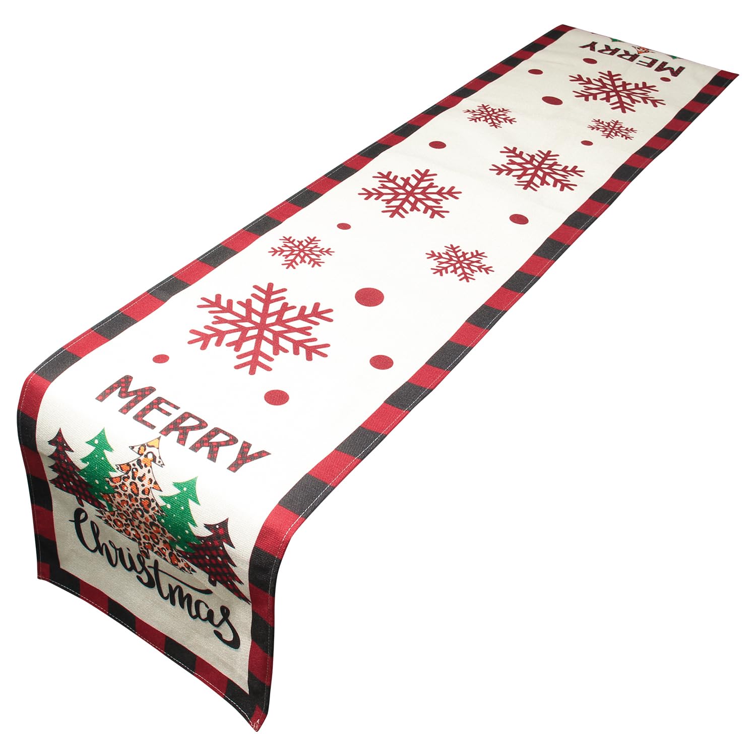 Dsoar Red And White Christmas Table Runners Christmas Tree And Snowflake Xmas Table Linens For Holiday Table Decoration Home Christmas Dinner Tablecover Decor, 180*33Cm