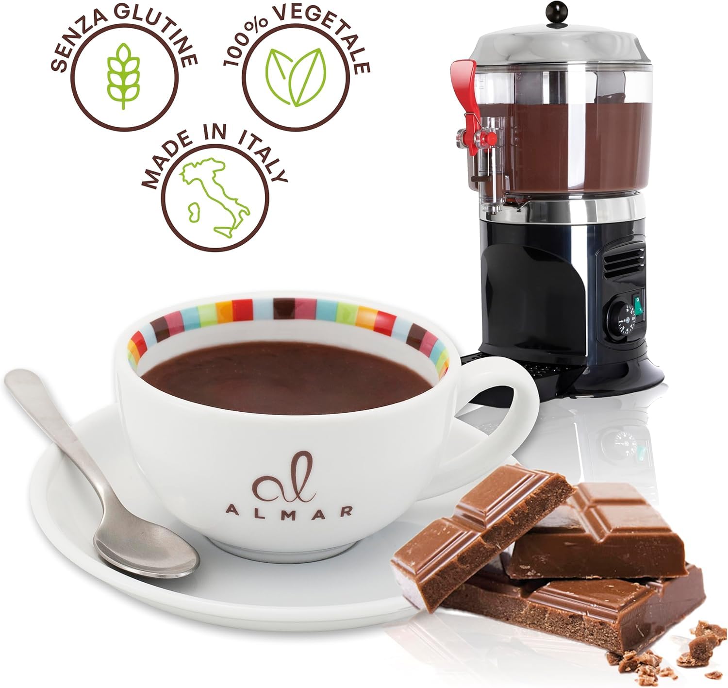 Almar Cioccolata Calda, Preparato Per Cioccolata Calda, Cacao in Polvere, Senza Glutine, Lattosio Conservanti, 100% Made in Italy - OFFERTA RISPARMIO 10 Buste da 1KG