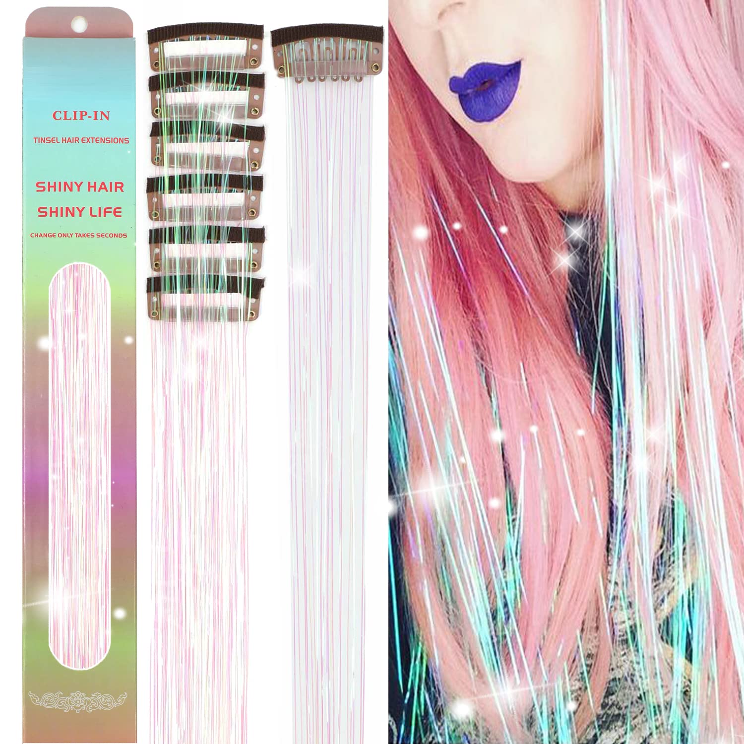 MISSUHUI Hair Tinsel Clip In 23.6inch Fairy Hair Clip in