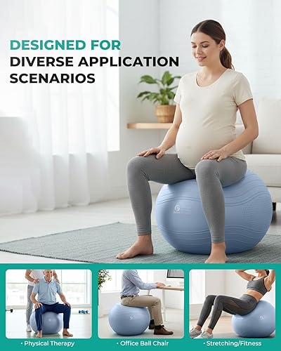 Miniatura 6 de Gruper Pelota de yoga, pelota de ejercicio extra gruesa para entrenamiento y estabilidad durante el embarazo, 4 tamaños, pelota de equilibrio