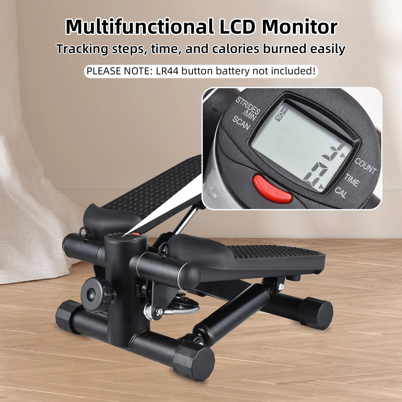 Mini Stepper Per Scale Per Cardio A Casa, Macchina Da Esercizio Con Monitor Lcd, Resistenza Regolabile, Pedali Antiscivolo, Capacità 150 Kg