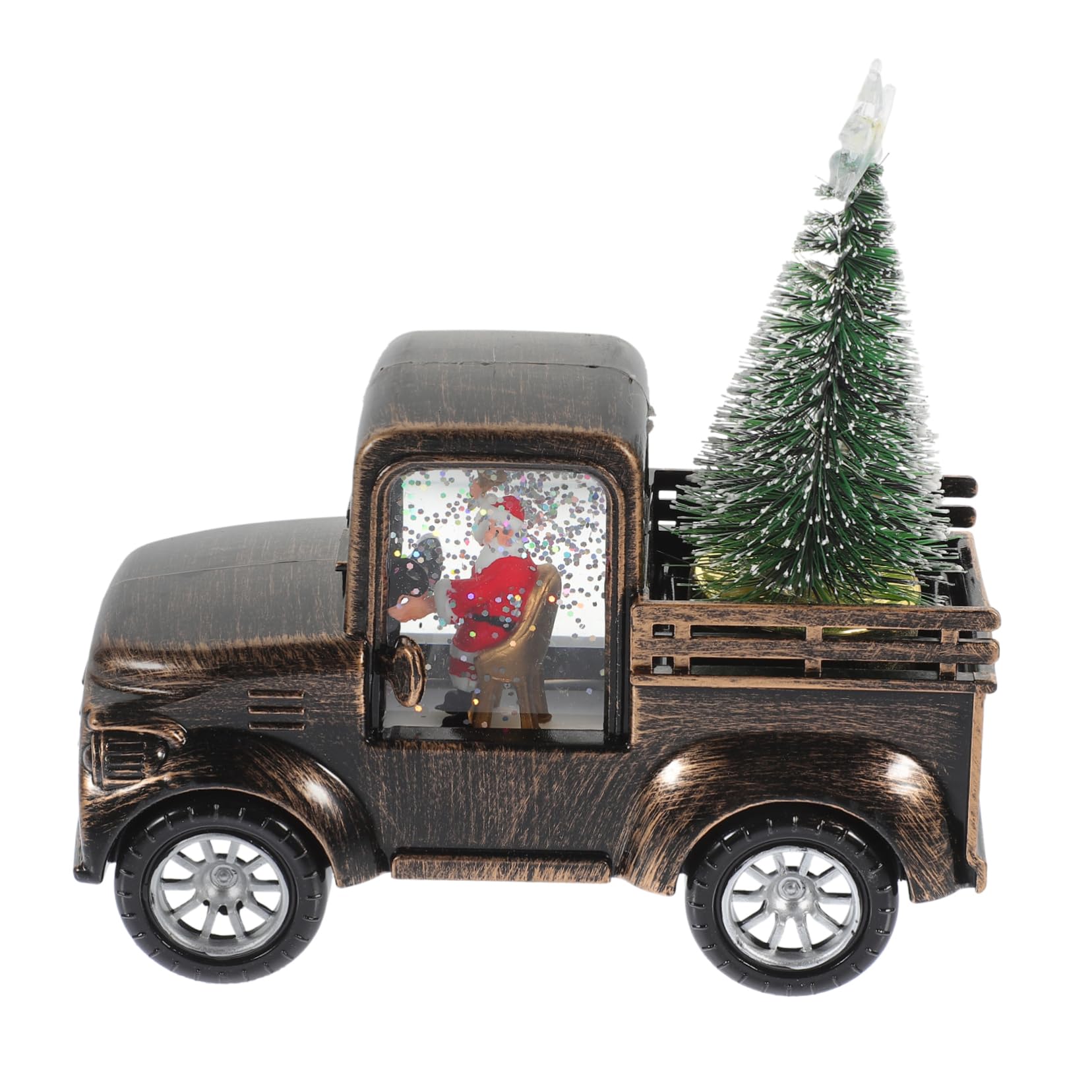 ULDIGI Santa Claus Statue Tractor and Glowing Christmas Tree Festive Holiday Decoration for Home Office and Shop Displays for Boys and Girls and Family