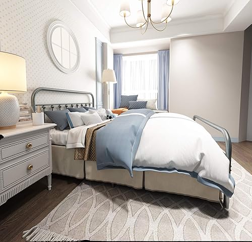 Miniatura 4 de TEMMER - Cama con estructura de tubos de metal de tamaño queen con cabecera piecera y base de colchón de plataforma única 8013 8033 8018