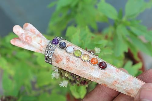 Miniatura 6 de Jet Energized Sunstone Angel Chakra Varita Stick Aprox. 5-6 pulgadas Cargado Limpiado Programado Puro Genuino Stick Free Booklet Jet International
