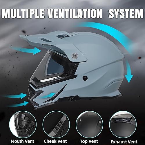 Miniatura 3 de TRIANGLE - Casco de motocicleta para deportes duales, casco para bicicleta todoterreno, ATV, casco de cara completa para adultos, hombres, con