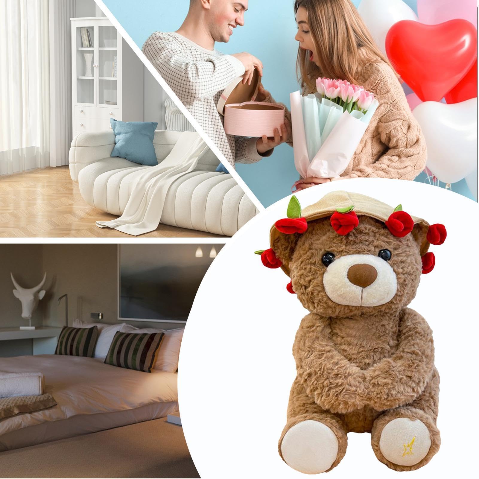 Weiches Bär Kuscheltier Sammelbar Kuscheltier Puppe, niedlicher Komfort Begleiter Plüschfigur, süßes Geschenkartikel | Erwachsene Damen Herren Kinder Kinder Mädchen Home Schlafzimmer