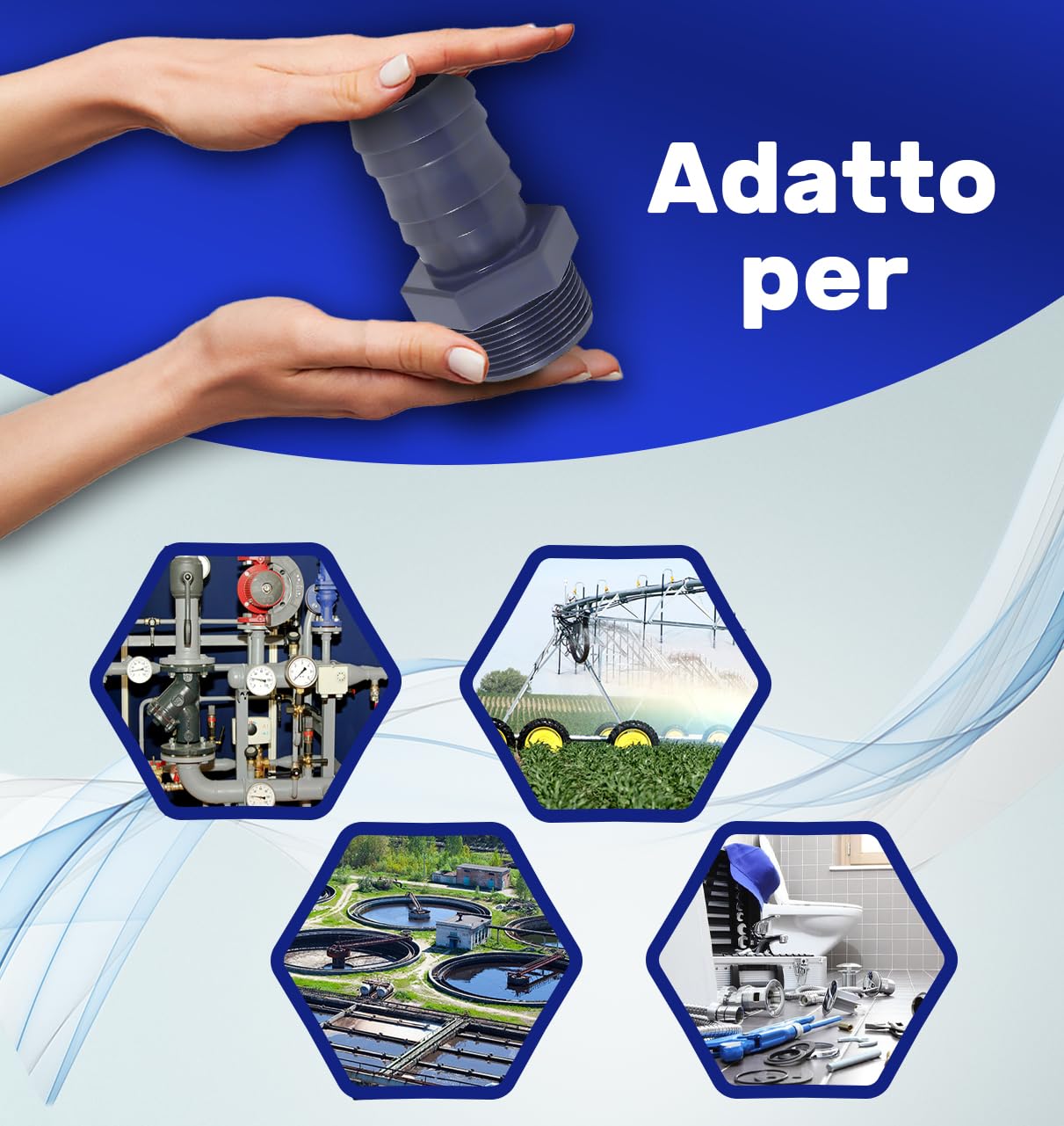 MONTERAL Raccordo Portagomma per Tubo Flessibile con Diametro 30 mm e Filettatura Maschio 1 Realizzato in PVC U - Garanzia di 10 Anni