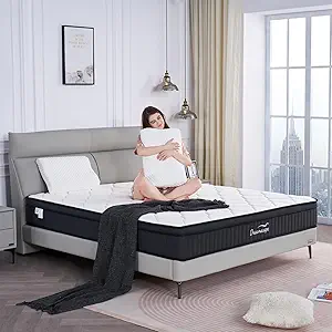 Dreamscape King Size Mattress, 12 Inch King Mattress in a Box, Memory Foam Hybrid Matress with Individual Pocket Spring for Motion Isolation, Pressure Relief, Medium Firm Feel, CertiPUR-US