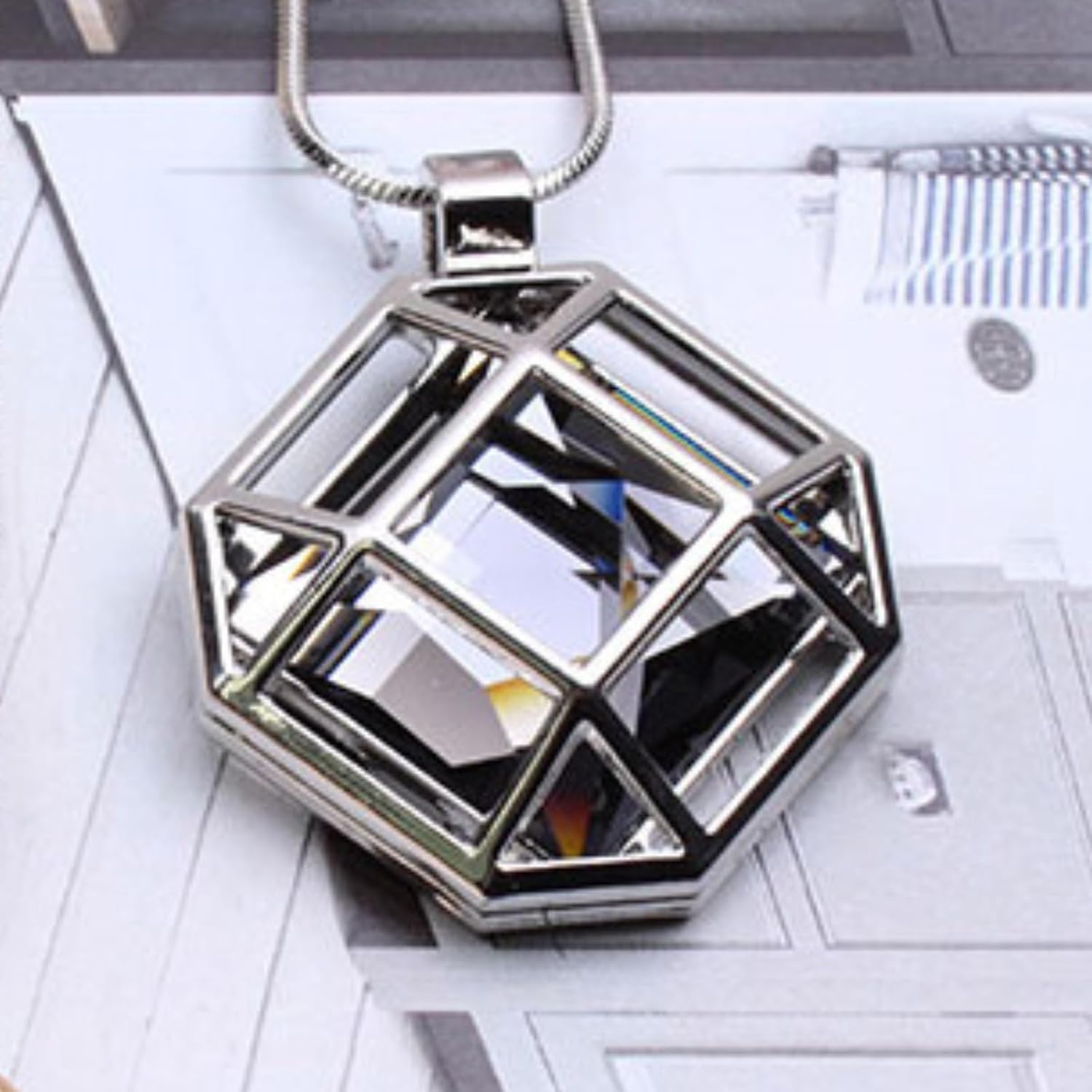 72ore Long Silver Necklace Black Crystal Stone Pendant Silver Chain Necklaces for Women 2025 Boho Jewelry Gifts Sweater Outfits Accessories - Image 3