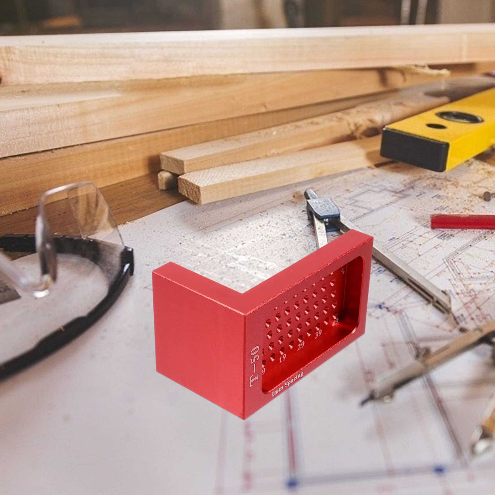 jojofuny 2pezzi Righello Per Marcatura Strumento Di Misurazione Per Falegname Rosso Utensile Di Precisione Per Progetti Di Falegnameria e Posizionamento
