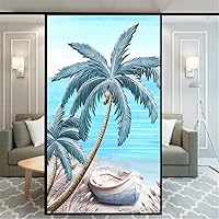 Vista 10 de Película decorativa de privacidad esmerilada sin pegamento para ventana, hermoso patrón de playa, cubierta de puerta de vidrio, calcomanías