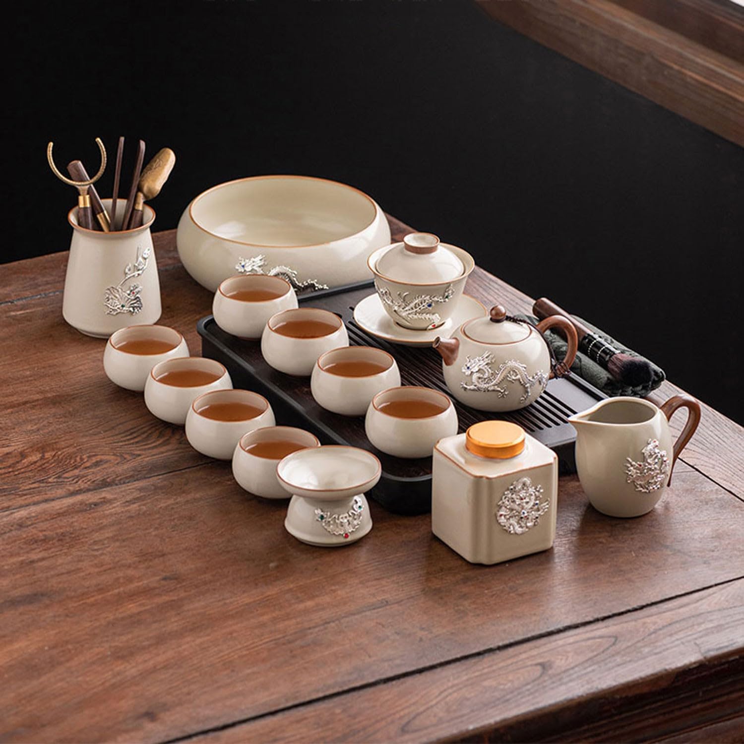 Amazon.com: Japanese Tea Set Tea Cup Set Tea setSilver Inlaid Ru