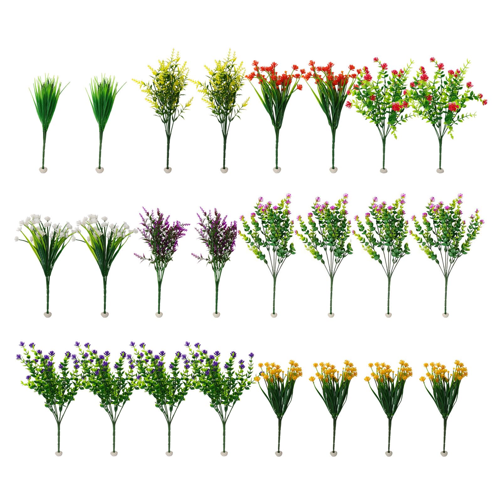 Hsioluted 24 Bundles Artificial Flower Indoor and Outdoor UV Resistant Flower Plant Decorations Basket Backyard Garden Flowers for Garden