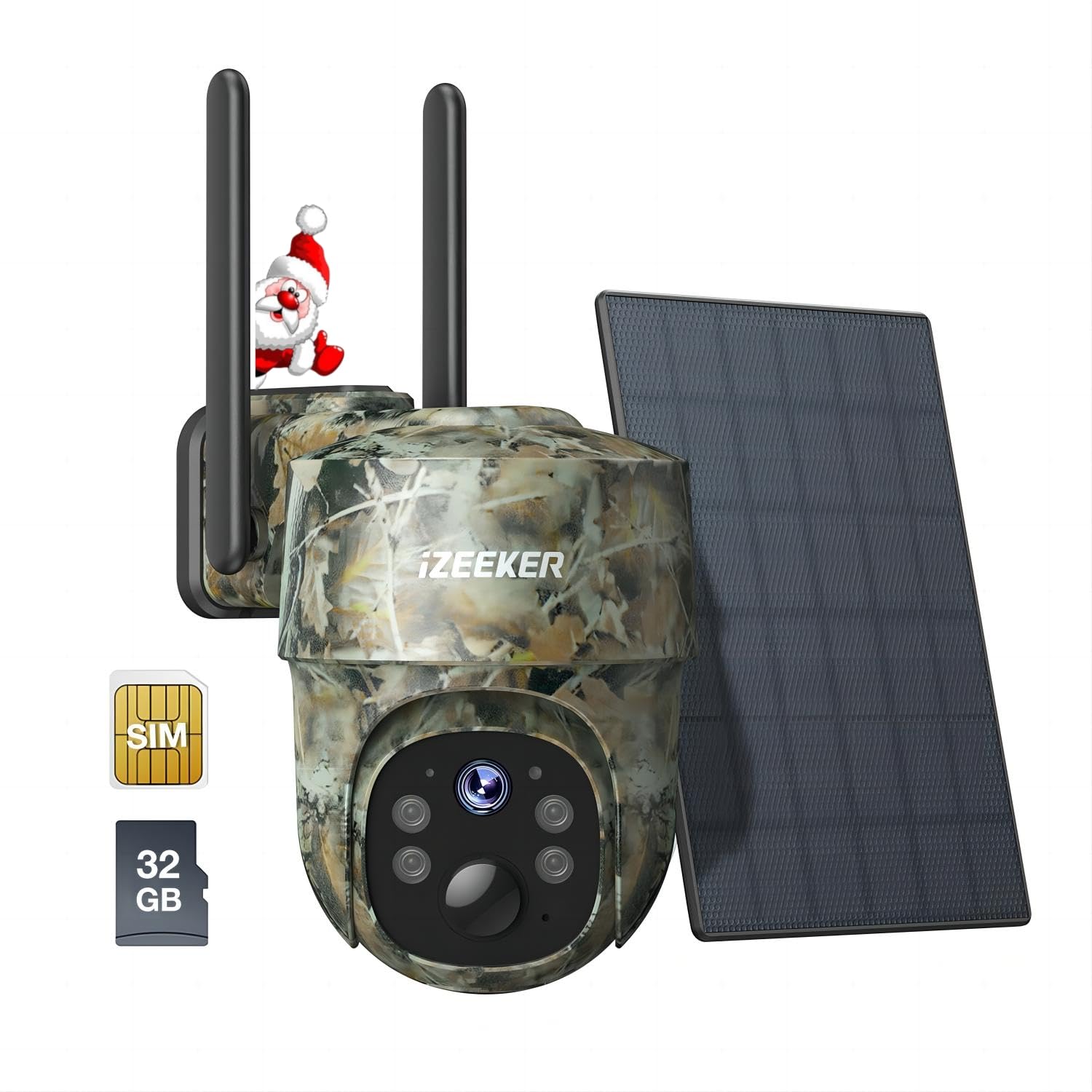 iZEEKER 4G LTE Cámara de Caza Solar, Cámara de Fototrampeo 2K PTZ con Tarjeta SD & SIM Vista Completa de 360° Transmisión en Vivo IR Sin Brillo Visión Nocturna Detección de Movimiento IP65 Impermeable