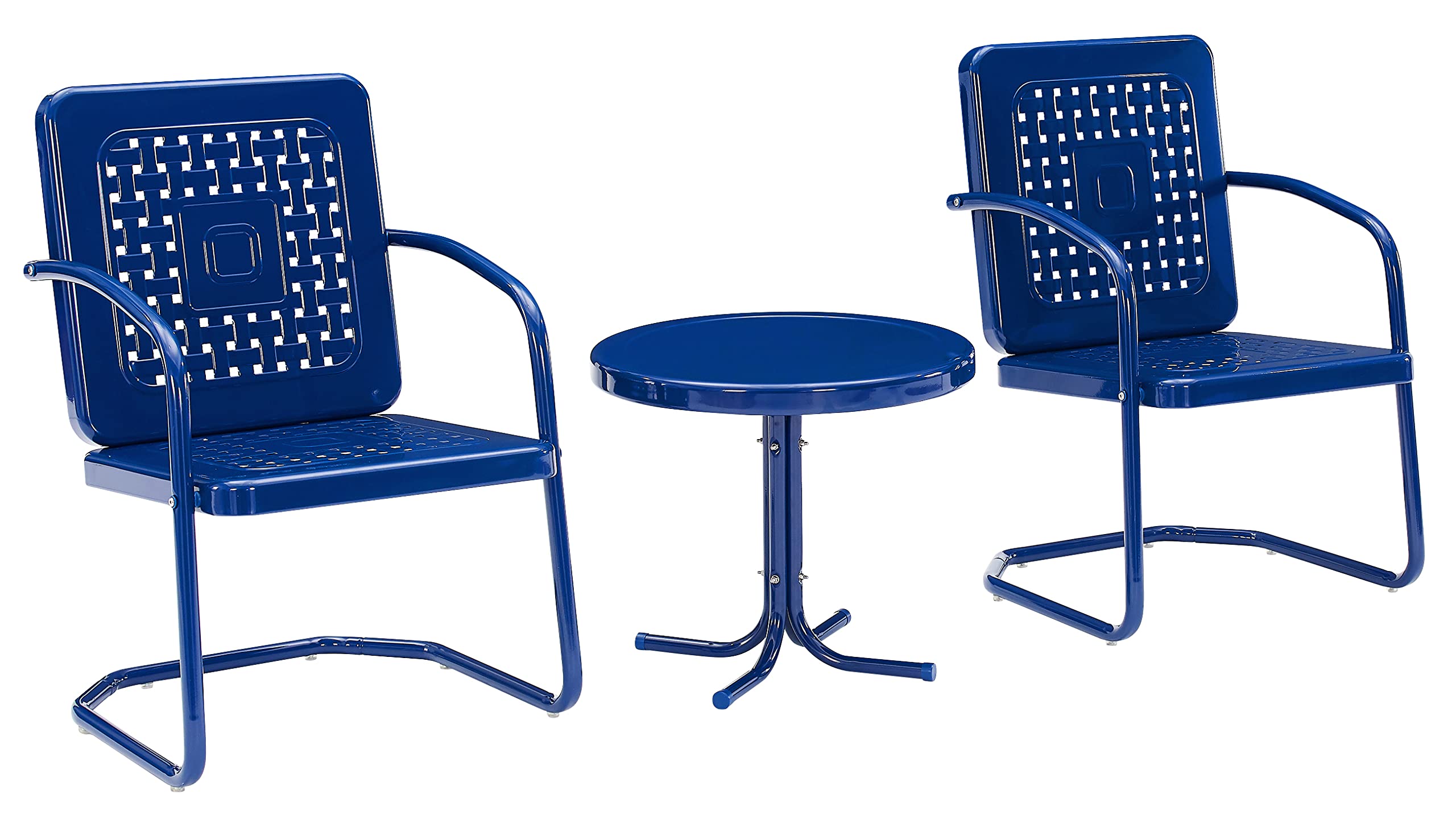 (only table ) Crosley Furniture KO10019NV Bates 3-Piece Retro Metal Outdoor Seating Set with Side Table and 2 Chairs, Navy Gloss