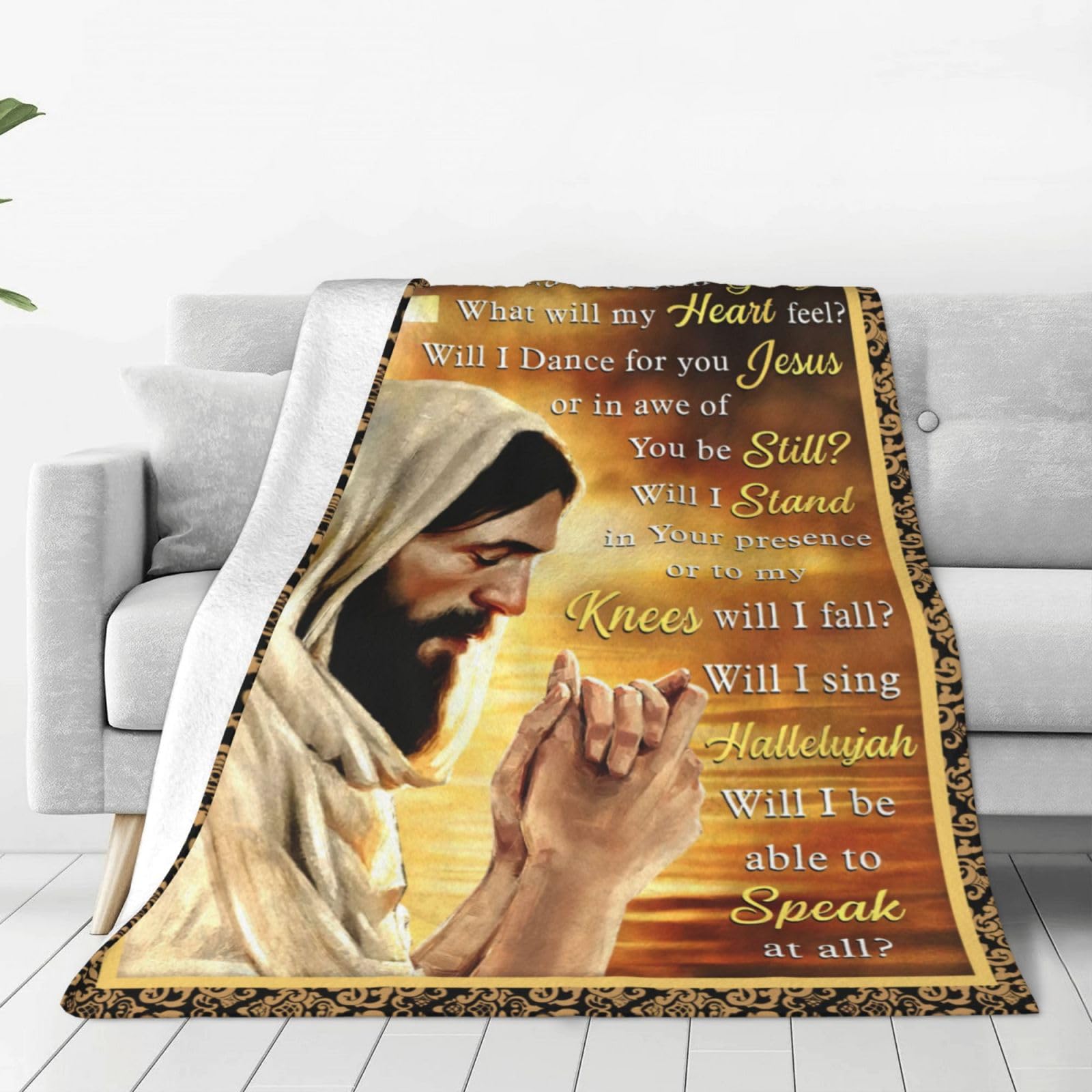 Xgidkew Women's Jesus I Can Only Imagine Christian Jesus Blanket Christ Religious Decor Throw Blanket Bible Verse Faith Prayer Catholic Inspirational Gifts For Men Super Warm Soft Plush Fleece Flannel Blanket For Adults Kids 80"X60"