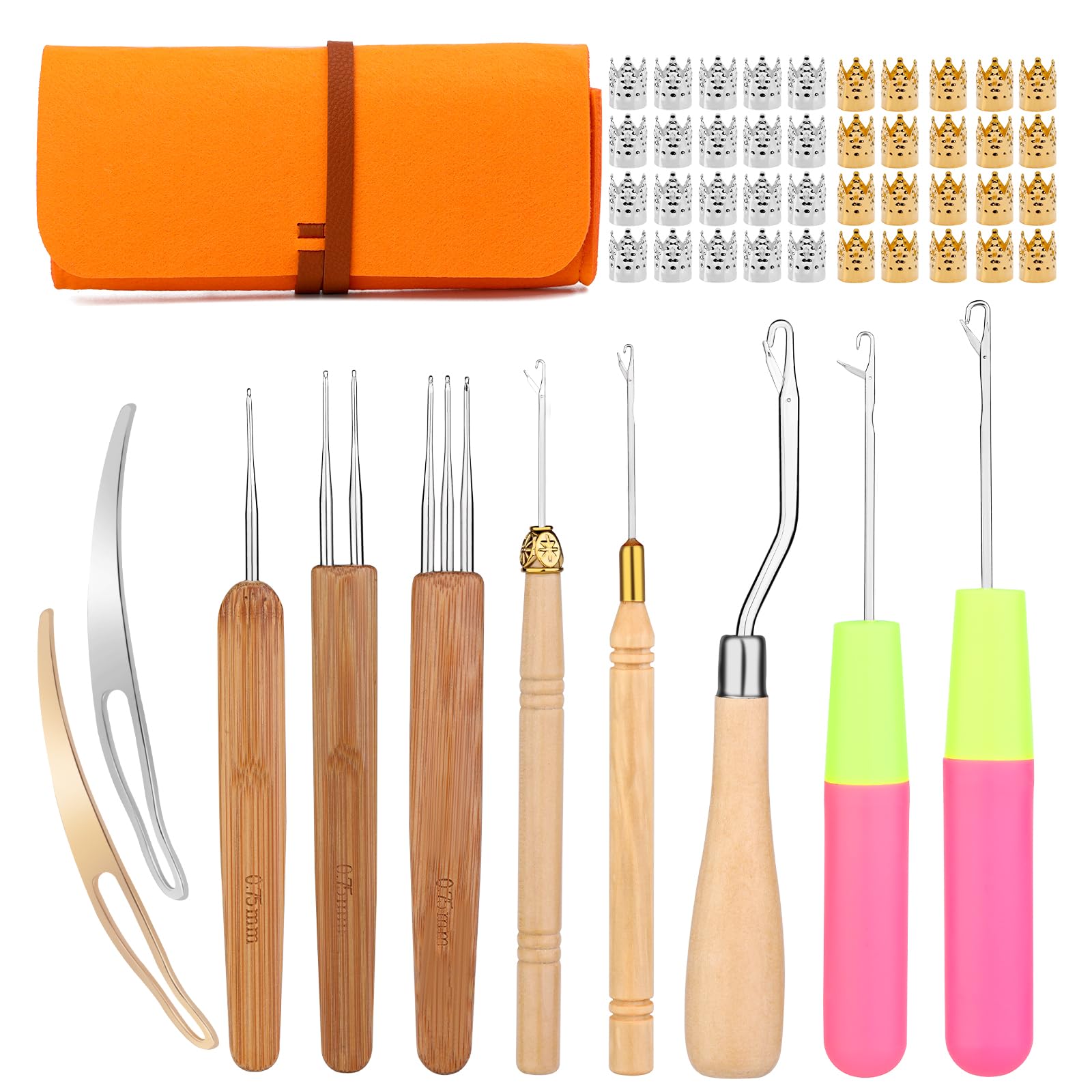 Lot De 48 Crochets Pour Dreadlocks, 6 Crochets Pour Dreadlocks, Aiguilles Incurvées De Différentes Tailles, Crochets Pour Tresses Avec étui Et Outil Pour Dreadlocks