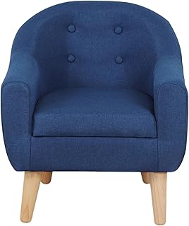 DGBAOBEI Single Linen Fabric Children\'s Armchair, Toddler Sofa and Couch with Wooden Legs, Gift for Kids Under 4 Years Old (Blue)