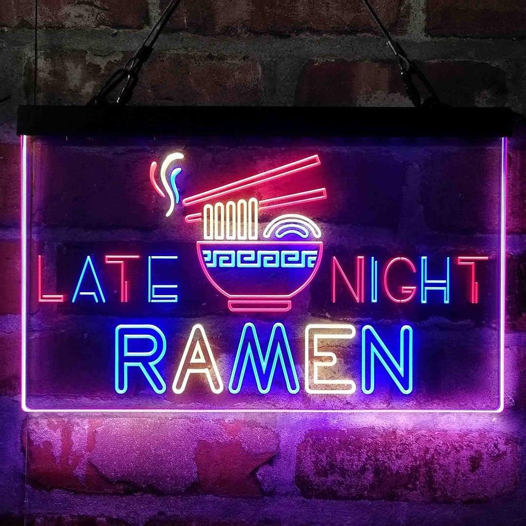 ADVPRO Late Night Ramen Shop Tri-color Led Neon Sign Red & Blue & Yellow 13 x 8.7 Inches st9s32-i3305-rby