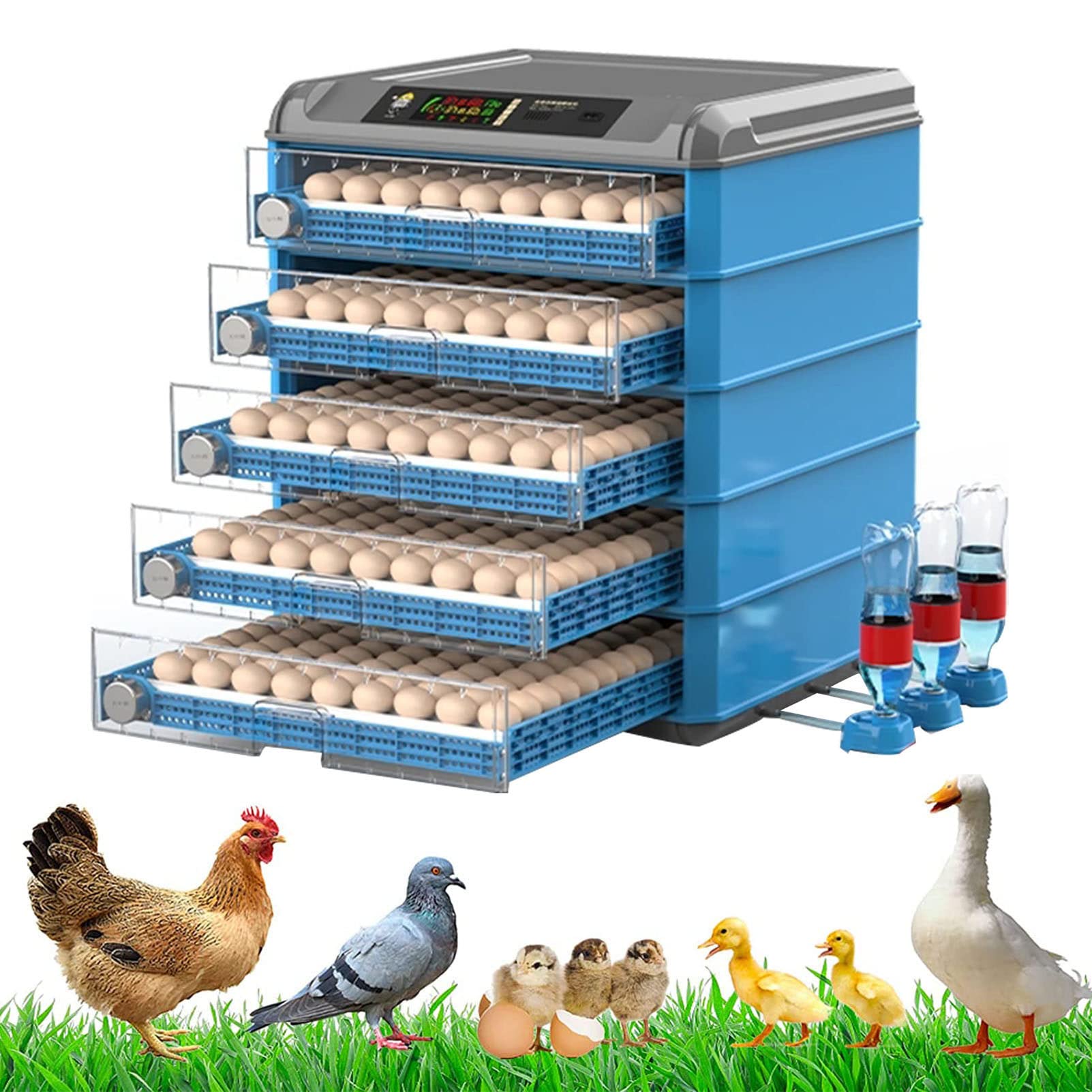 Incubadora automática de huevos de gallina para incubar, incubadora de pollitos completamente automática con volteador automático de huevos, incubadora de pollo con control de temperatura para pato