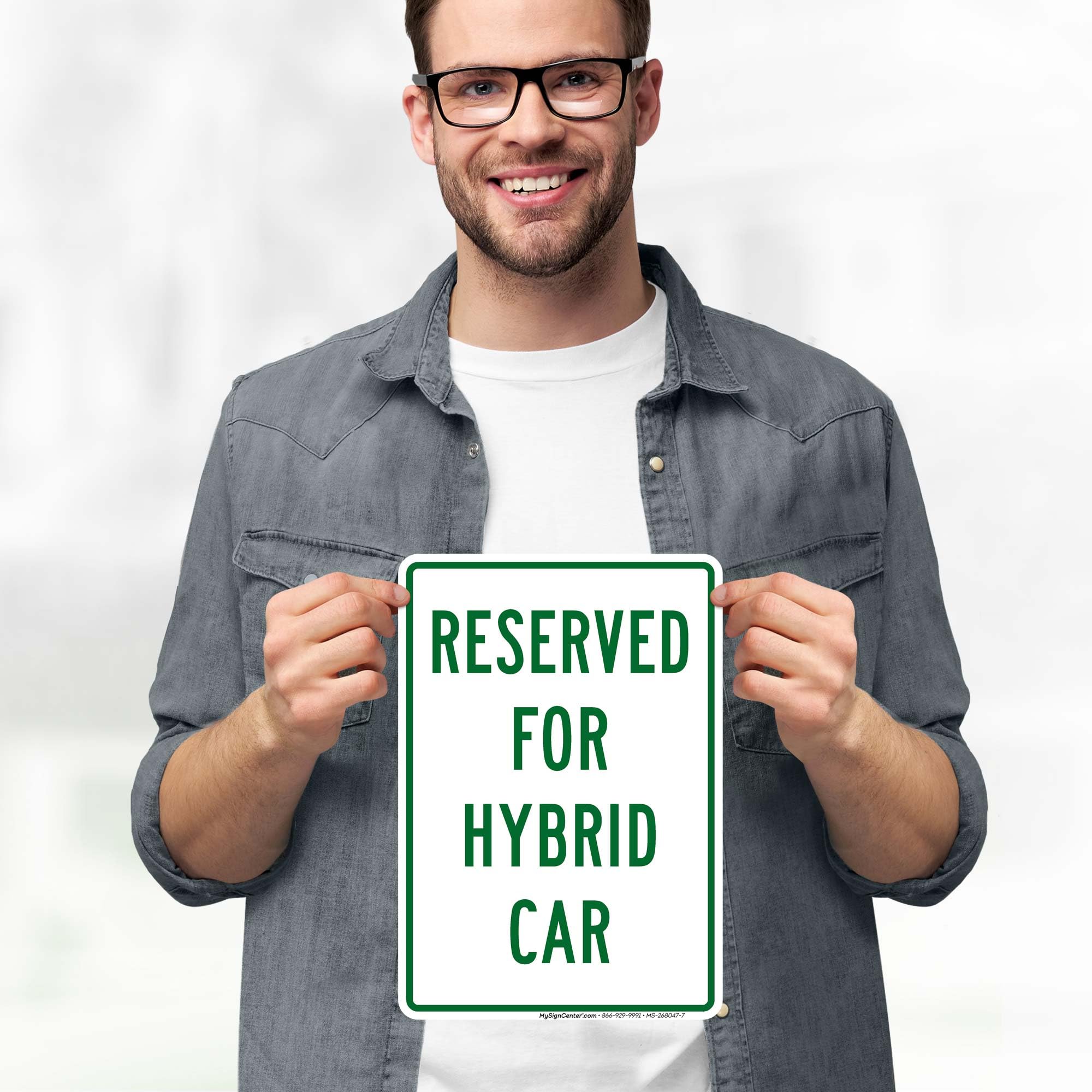 Reserved For Hybrid Car Sign, 10x7 Inches, 4 Mil Vinyl Decal Stickers Weather Resistant, Made in USA by My Sign Center