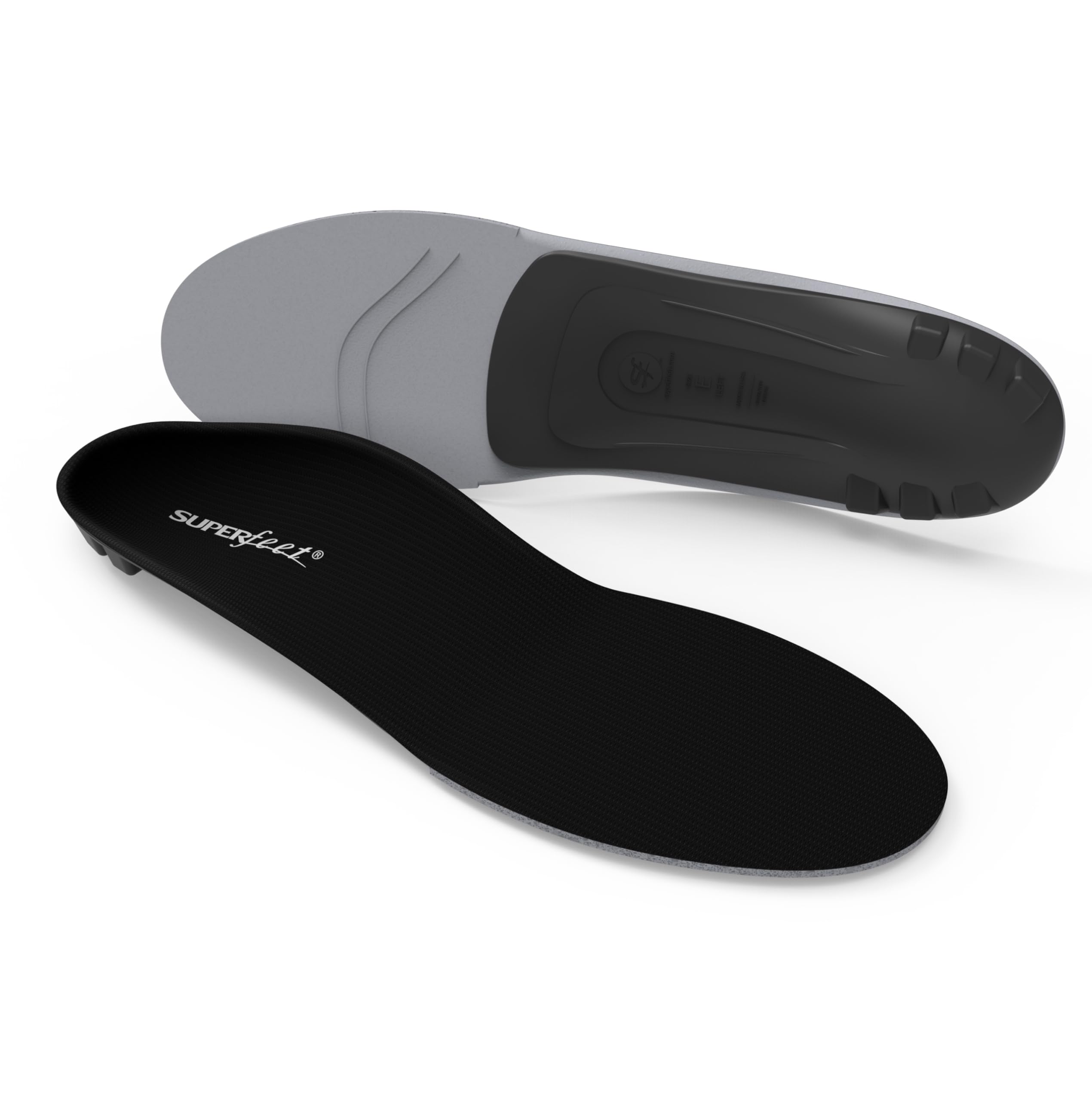 Superfeet All-Purpose Support Low Arch Insoles (Black) - Trim-To-Fit Orthotic Shoe Inserts for Thin, Tight Shoes - Professional Grade - 5.5-7 Men / 6.5-8 Women