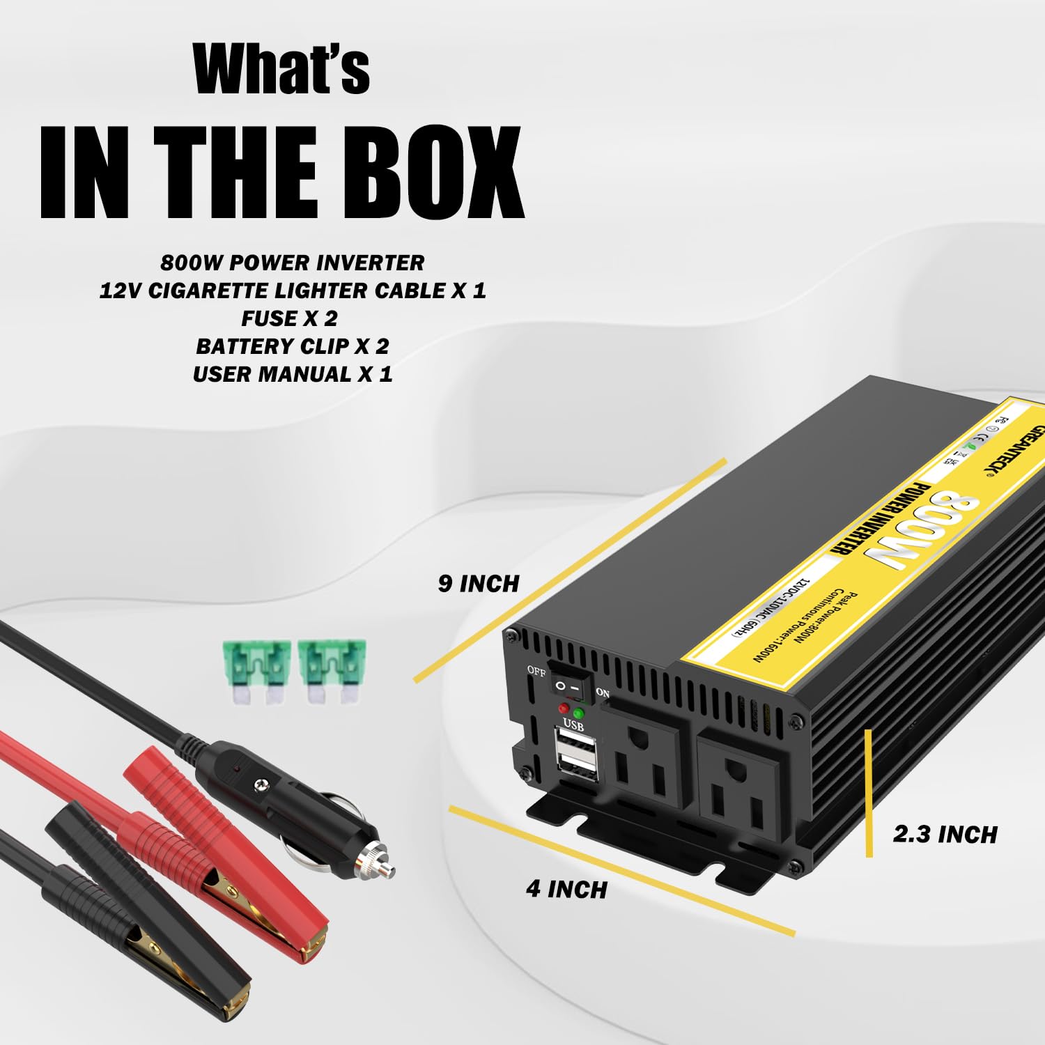 Power Inverter 800 Watt, 12V DC To 110V 120V AC