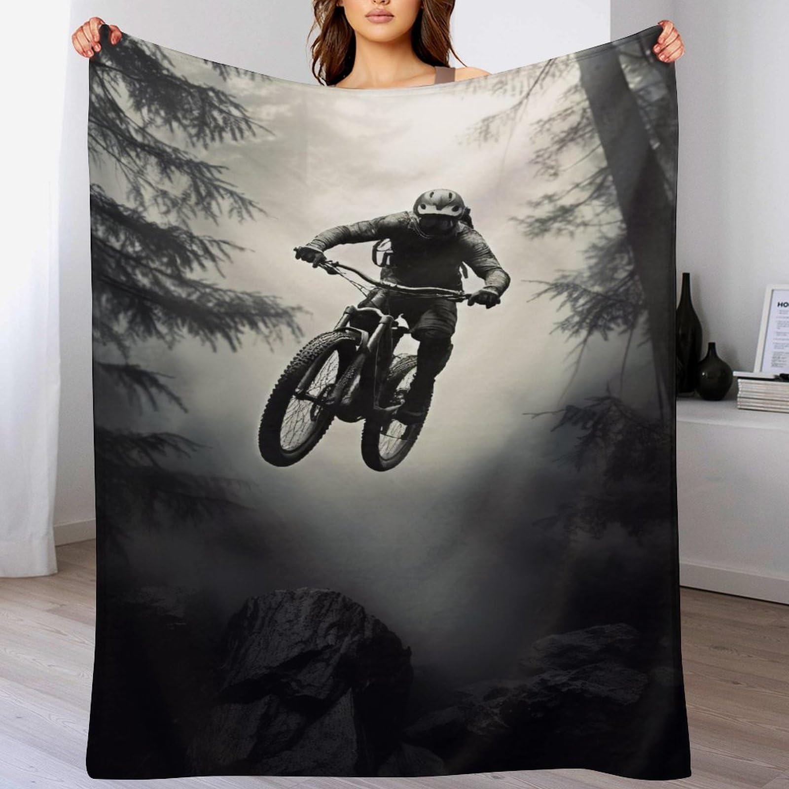 VTT couverture quatre saison flannel chaude 180x200cm jeté de canapé anti-plis