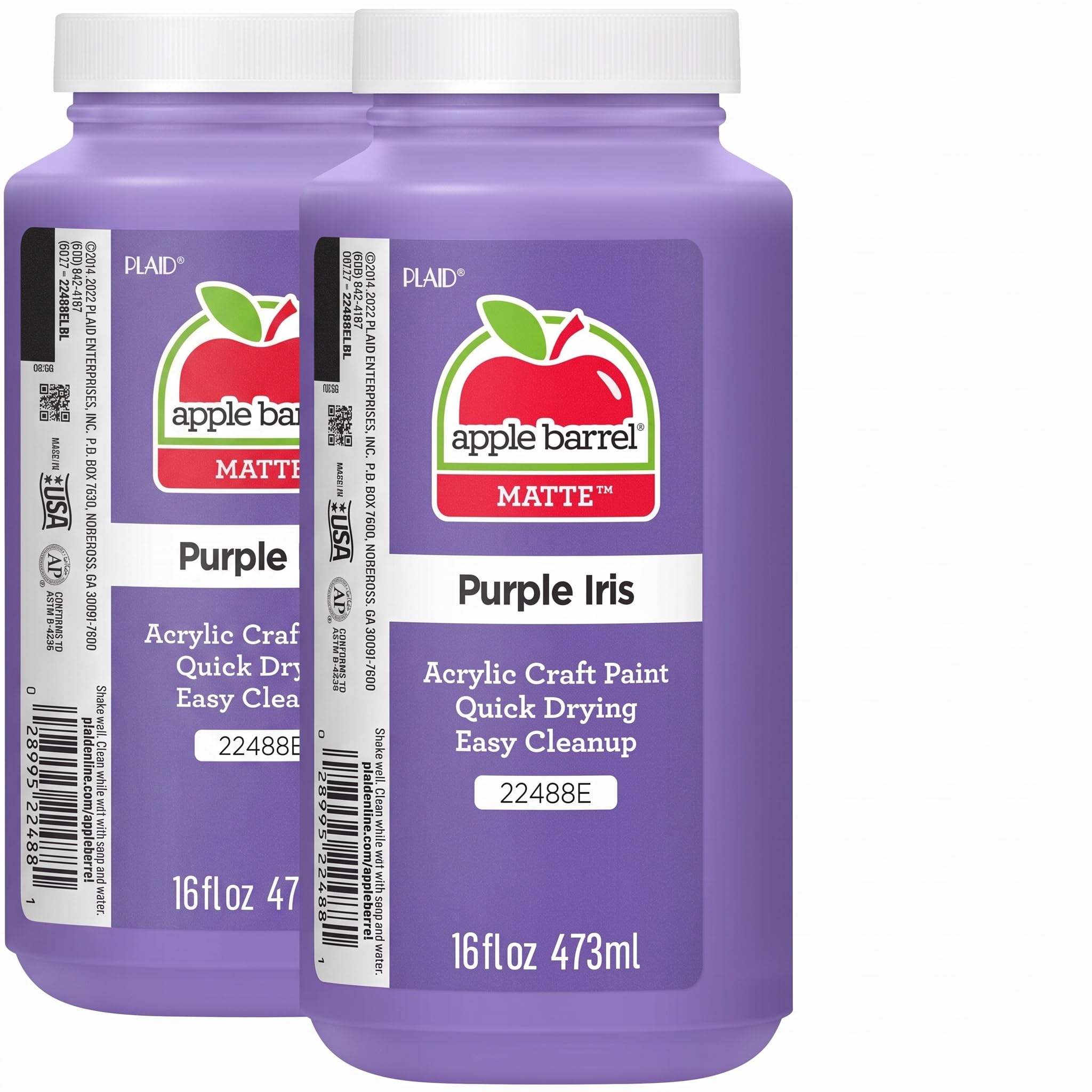 Apple Barrel Acrylic Paint, 16 oz, Purple Iris (Pack of 2)