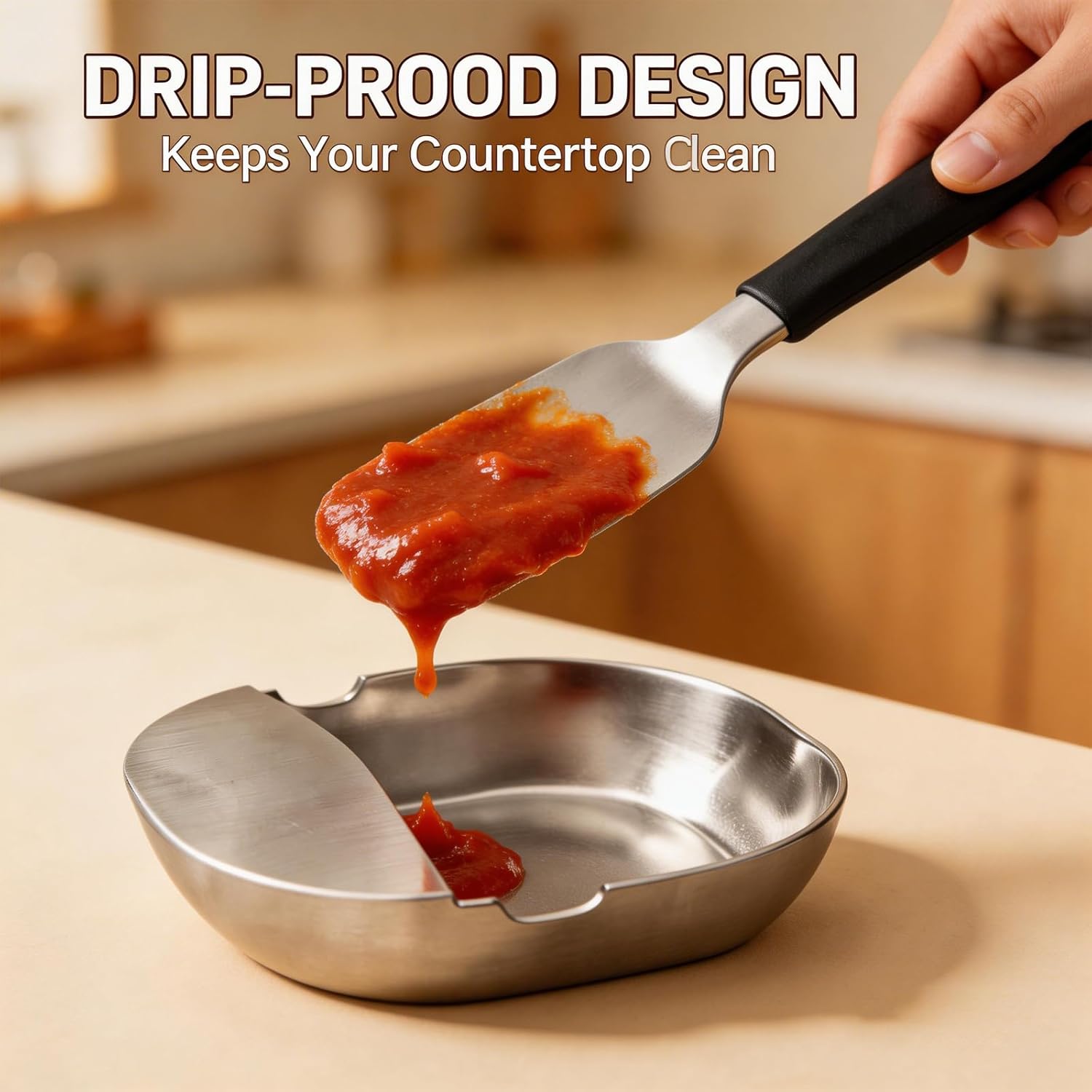 304 Stainless Steel Spoon Rest & Multipurpose Kitchen Utensil Holder, Stainless Steel Utensil Holder, Self Standing Ladle Holder For Kitchen Counter (2pcs)