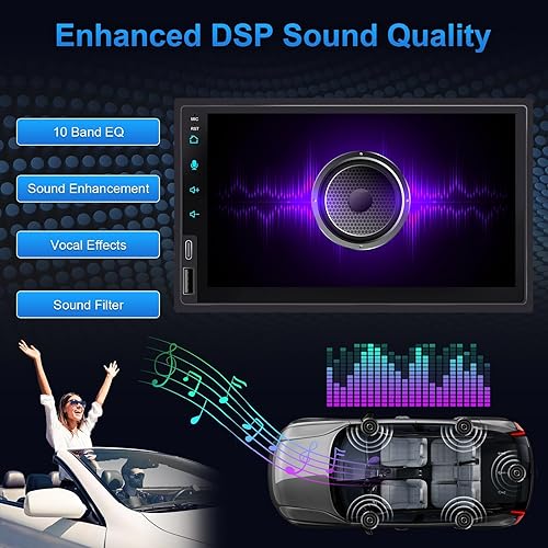 Miniatura 6 de Estéreo de coche de doble DIN de 7 pulgadas con CarPlay inalámbrico y Android Auto inalámbrico, radio de coche con pantalla táctil con Bluetooth,