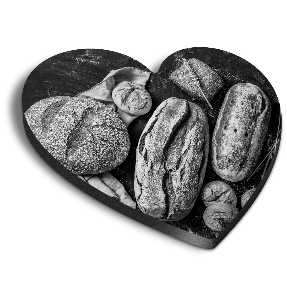 Destination Vinyl Ltd Multicolor 1 X Heart Mdf Magnets - Rustic Loaves Of Bread Baker Chef 42518