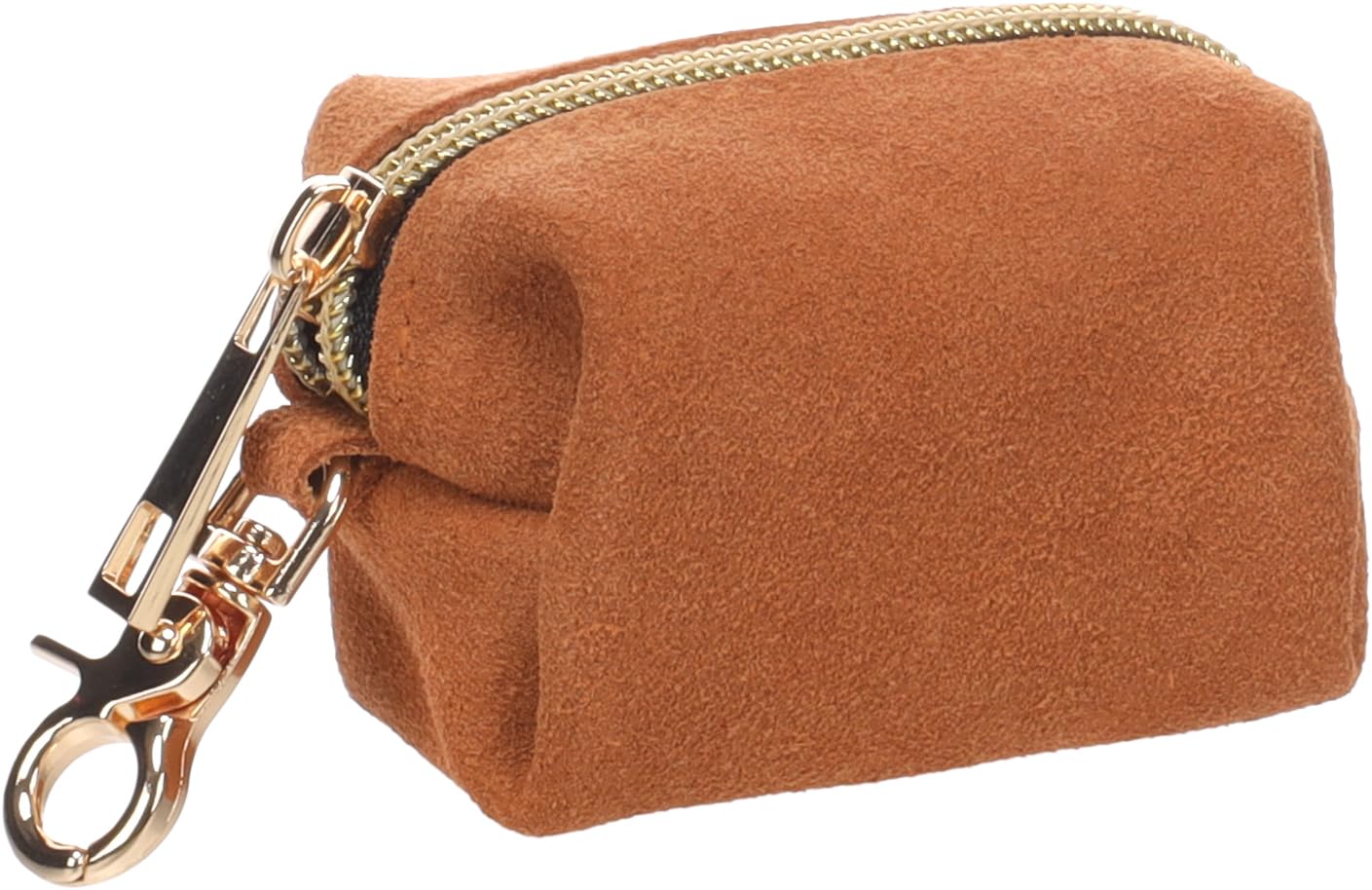 POOP BAG HOLDER SUEDA CARAMEL + 1 ROLL 8x5x5CM