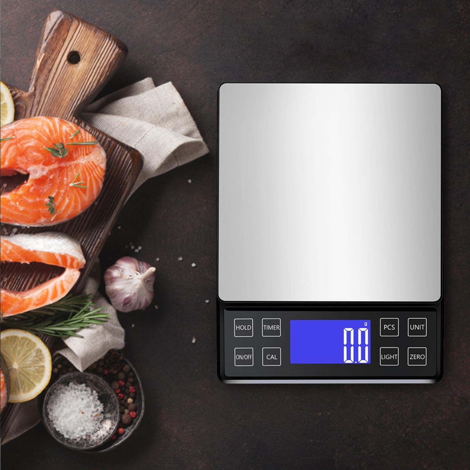 0,1 g/5 kg Báscula de cocina digital grande: báscula de cocina de alta precisión, recargable por USB, plataforma de pesaje de acero inoxidable con bandeja, adecuada para alimentos, cocina, color negro