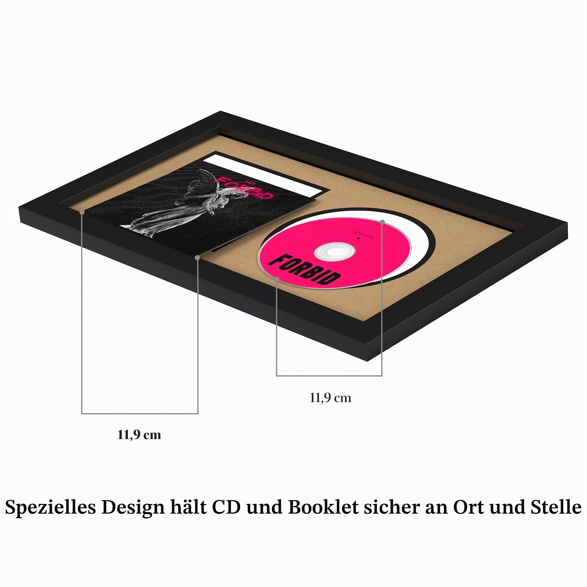 eletecpro CD-Rahmen 16 x 30 cm, klassischer CD-Display-Rahmen aus technischem Holz und Acryl-Abdeckung für Musik-Disc und Booklet, signierte Album-Wandvitrine mit 2 Matten für 4 Farben, Heimdekoration