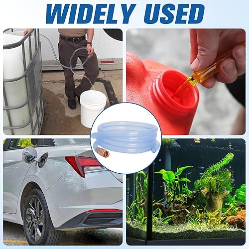 Miniatura 7 de Wadoy manguera de alto grado de 6 pies, para sifón a gasolina y con líquido, tubo de grado virgen con válvula de 12 pulgadas, seguro, multiuso, con