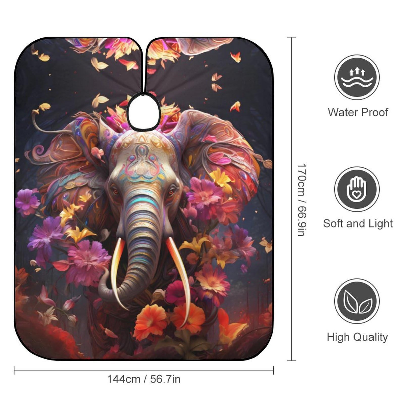 Beautiful Flower Elephant Hair Cutting Cape for Men Women Waterproof Barber Cape Adjustable Salon Haircut Capes