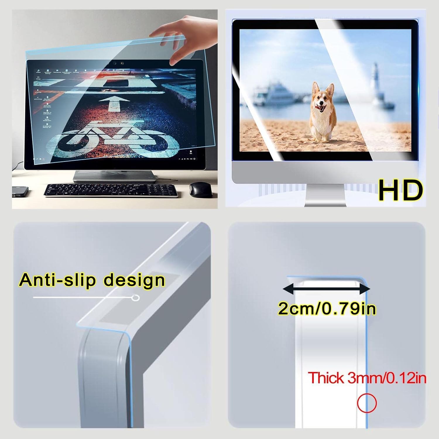 Antis Blue Light Screen Protector Film For 17 18.5 19In Widescreen Computer Monitors Eye Protection Filter Film, Hanging Screen Protector Film, No Bubbles, Antis-Scratch,Diagonal-19.1in/48.2cm
