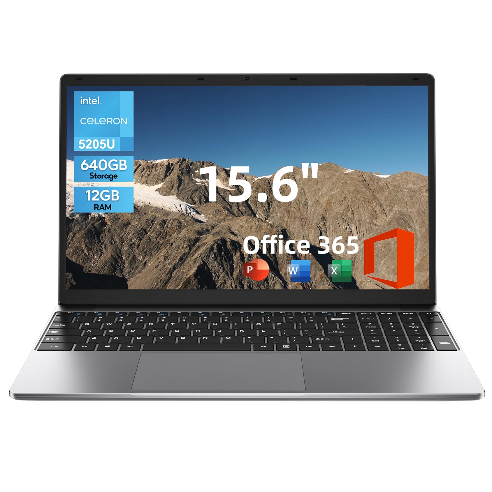 jumper Laptop, 12GB RAM 640GB ROM, Office 365-1 Year 5205U Processor, 15.6 Inch Computer, FHD IPS Screen, 38Wh Battery, 2 Stereo Speakers, Numeric Keyboard, HDMI, WIFI5, Type-C.