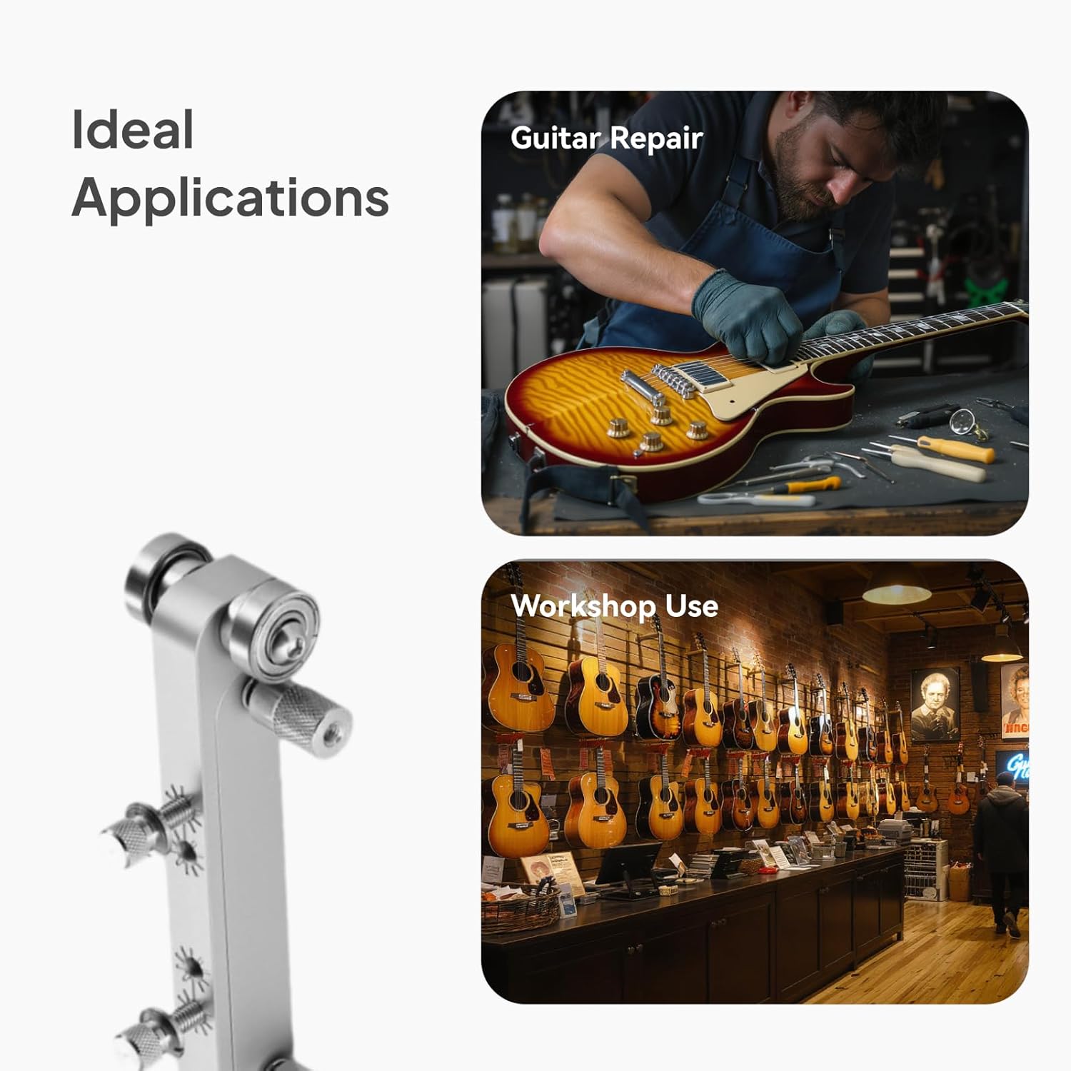 DYNWAVE Guitar Nut & Bridge Sander Maintenance Tool Polishing Bridge Acoustic Electric Guitar Bass Precision Instruments, Silver