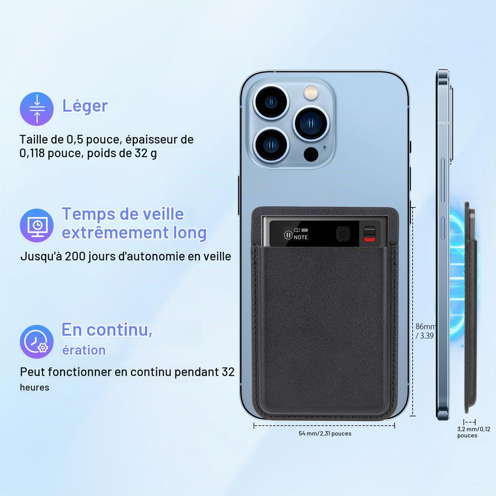 Dictaphone Enregistreur Vocal IA - Stylo & Mini Enregistreur Vocal Espion