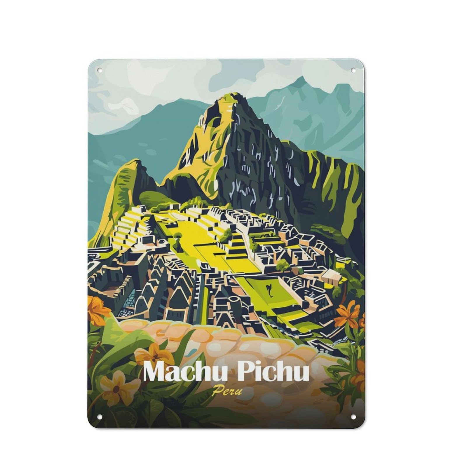 Junmoney Style-18 Machu Picchu Peru (2) Decorative Metal Sign 40X30cm, Country Style Bistro Wall Plaque For Kitchen, Cafe, Pantry Or Dining Room