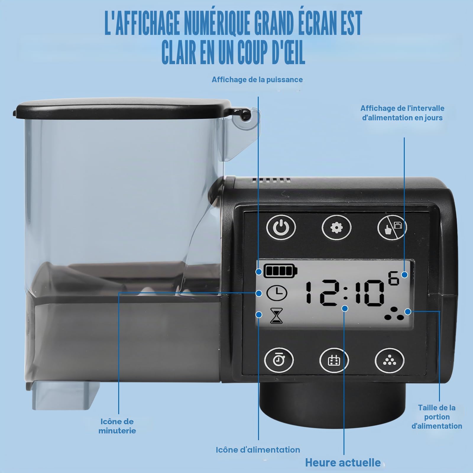 Chargeur automatique pour aquarium, 250 ml, distributeur automatique de nourriture d'aquarium, alimentation par batterie, mangeoire de poisson avec nourriture de poisson de vacances