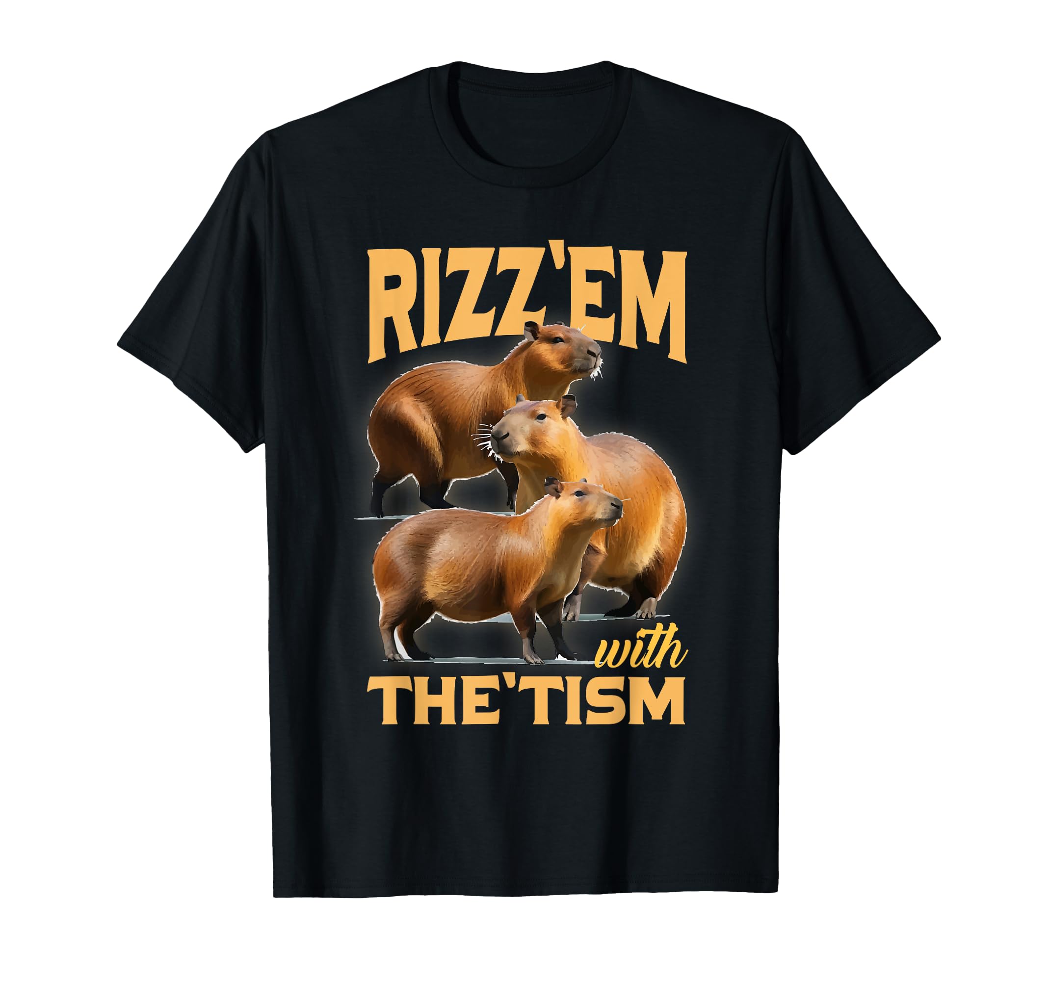 Autism Meme Trending MemesRizz 'Em With The Tism Funny Autism Capybaras Dank Meme T-Shirt