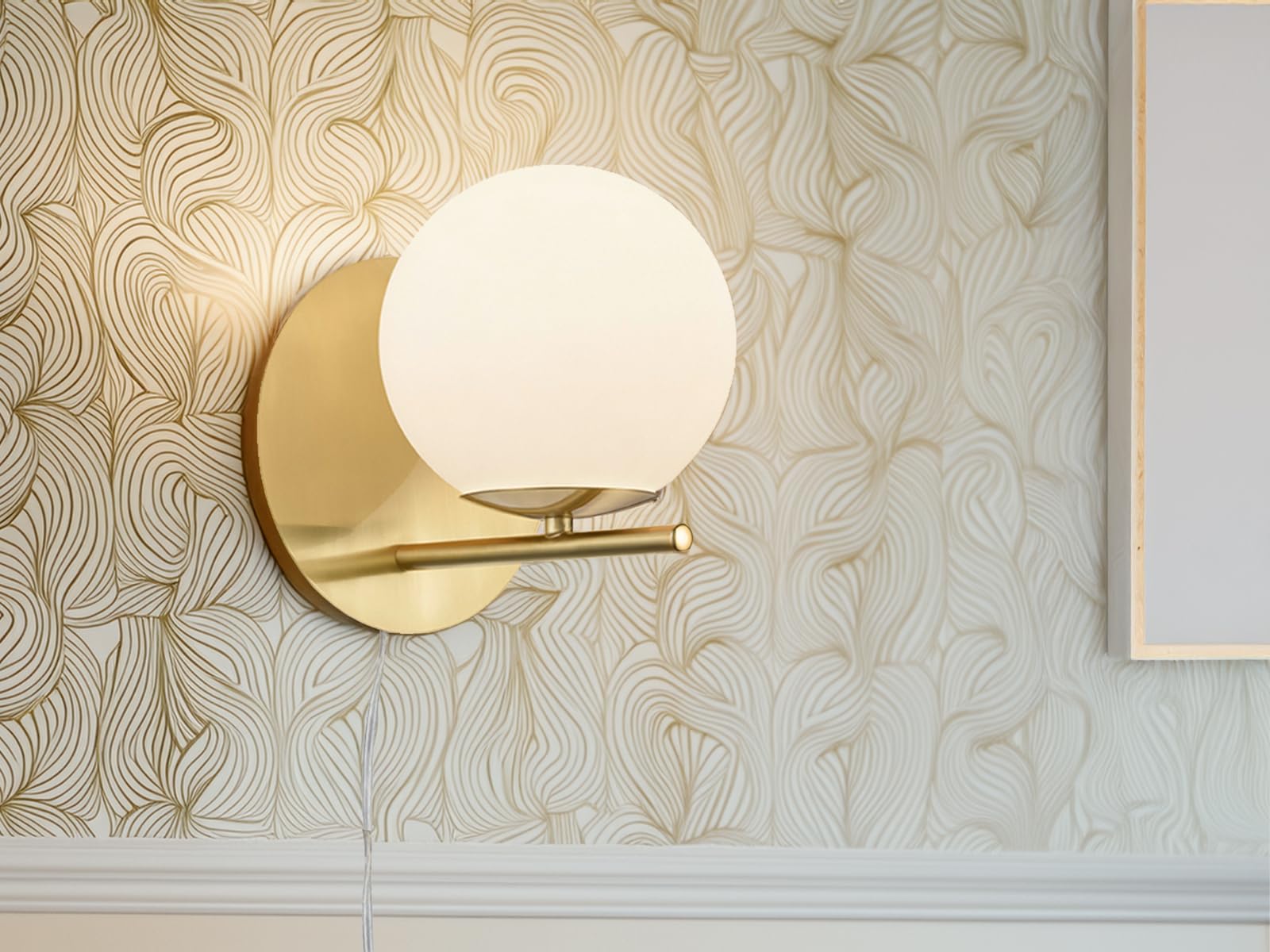 Trio Leuchten Applique flore - Art déco - Vetro,Acciaio - Oro/Bianco - Tondo Max. 1 x 28