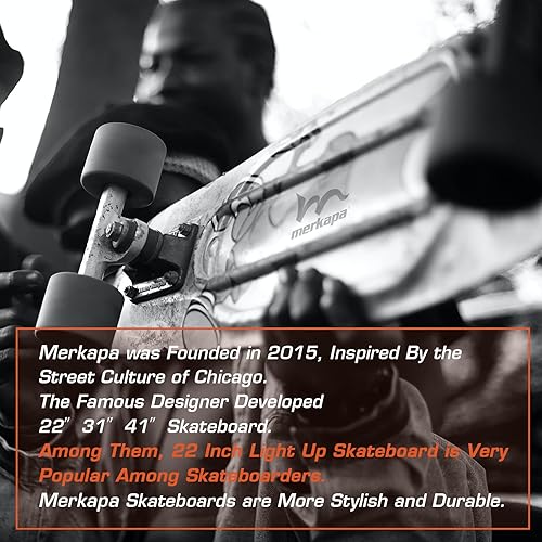 Miniatura 8 de M Merkapa Mini patineta Cruiser completa de 22 pulgadas con ruedas coloridas con luces LED para principiantes jóvenes y niños