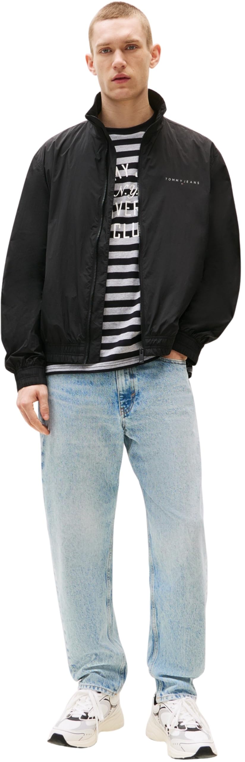 Tommy Jeans Uomo Giacca a Vento Essential con Colletto alla Coreana